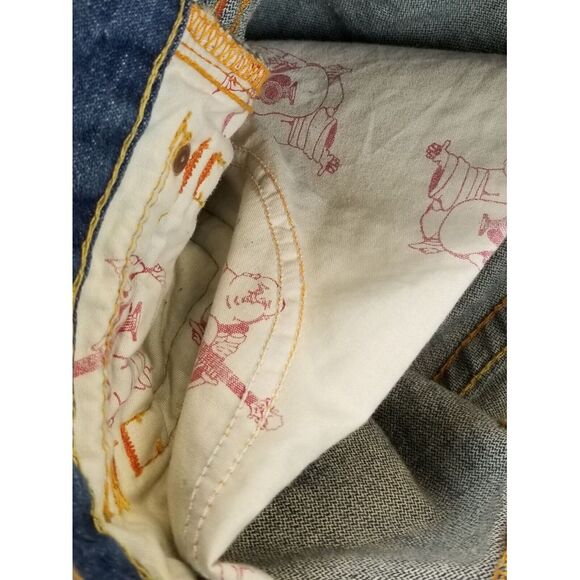 VTG True Religion Jeans Men 31x29 Blue Y2k Joey Flared Bottoms Hipster Grunge - Picture 11 of 16